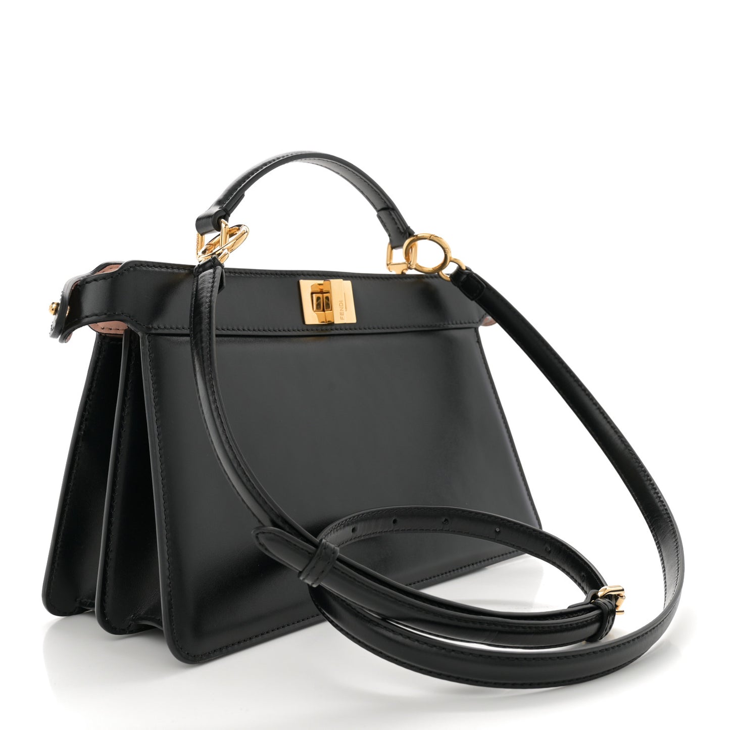 Vitello King Luxor Shiny Nappa Medium Peekaboo I SEE U East West Satchel Black Light Rose