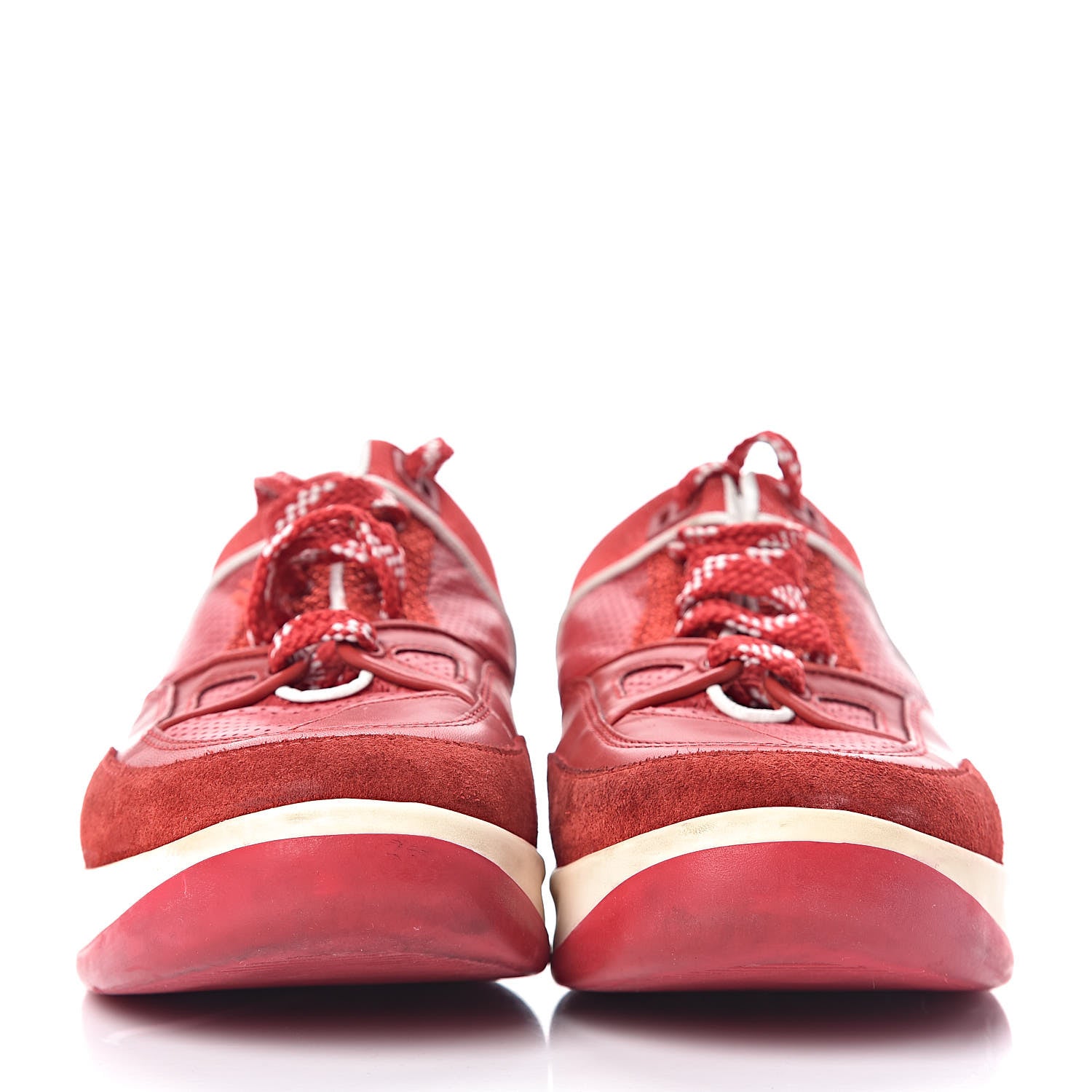 Louis Vuitton Suede Calfskin Perforated Monogram Sneaker 37.5 Red 2 of 15