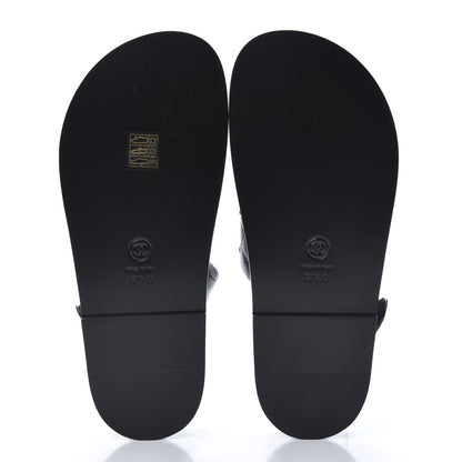 Chanel Grained Calfskin Velcro Dad Sandals 37.5 Black 5 of 8