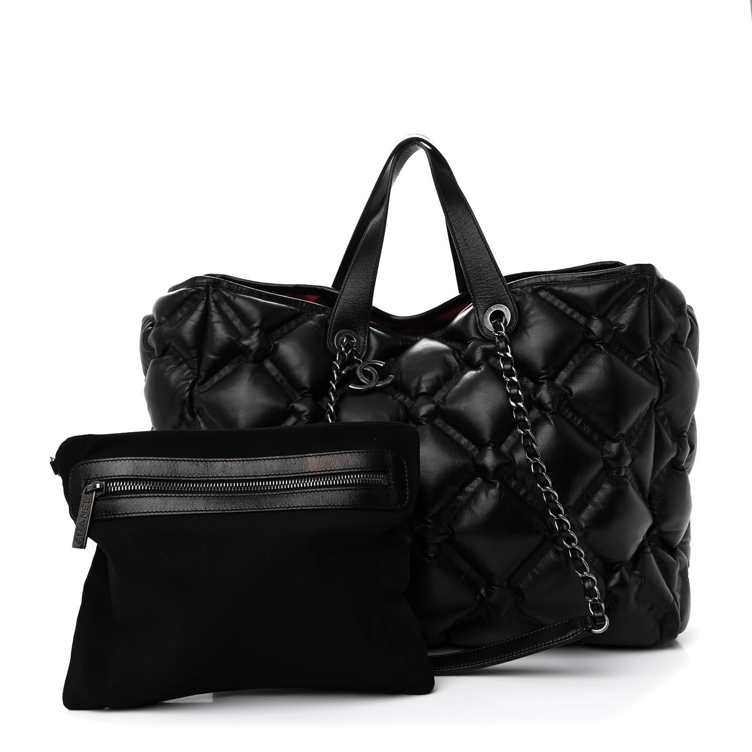 Chanel Calfskin Quilted Large Chesterfield Tote Black 3 of 12