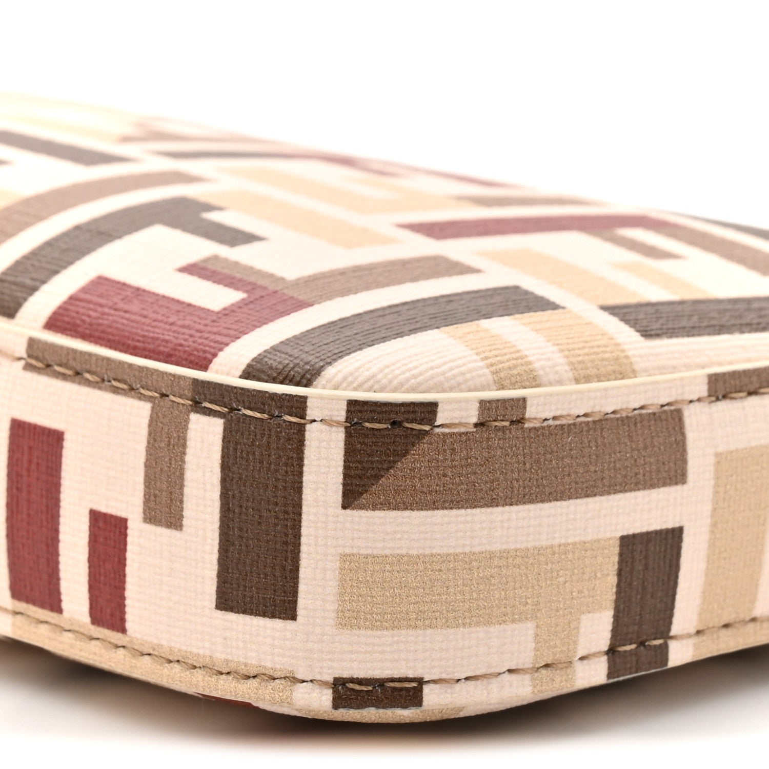 Fendi Fabric Jacquard Vitello Grace FF 1974 Baguette Pouch Grezzo Multicolor Soft Gold 8 of 9