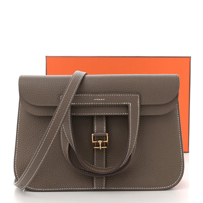 Hermes Taurillon Clemence Halzan 25 Etoupe 10 of 10