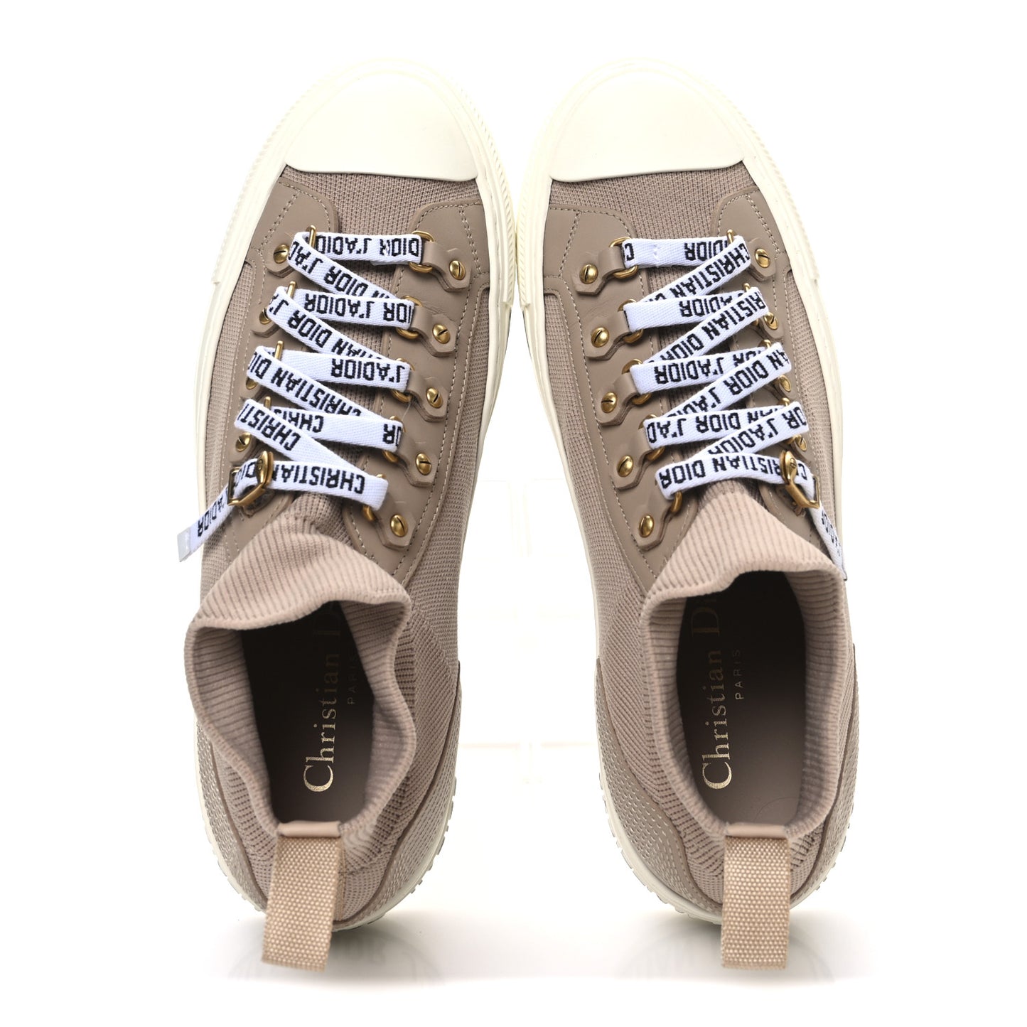 Technical Knit Womens Walk'n Dior High Top Sneakers 37.5 Nude