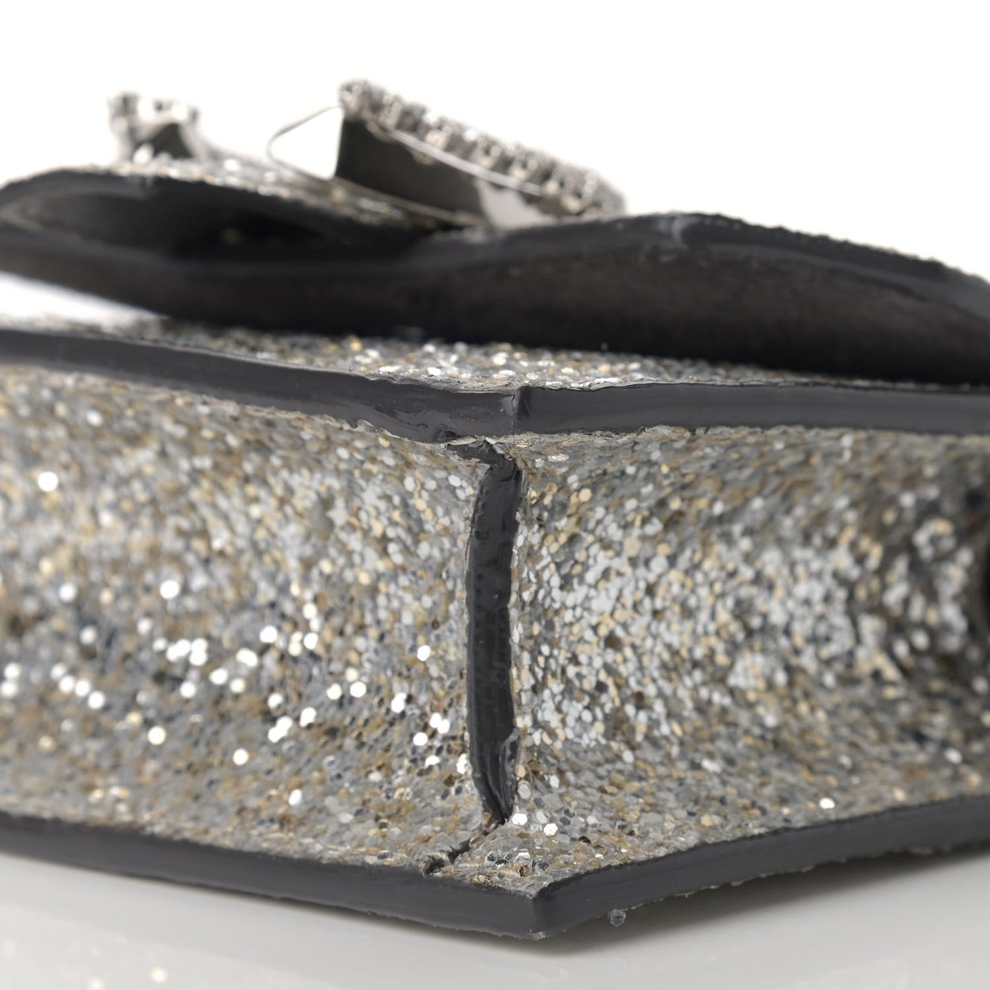 Coarse Glitter Mini Paris Crossbody Platinum