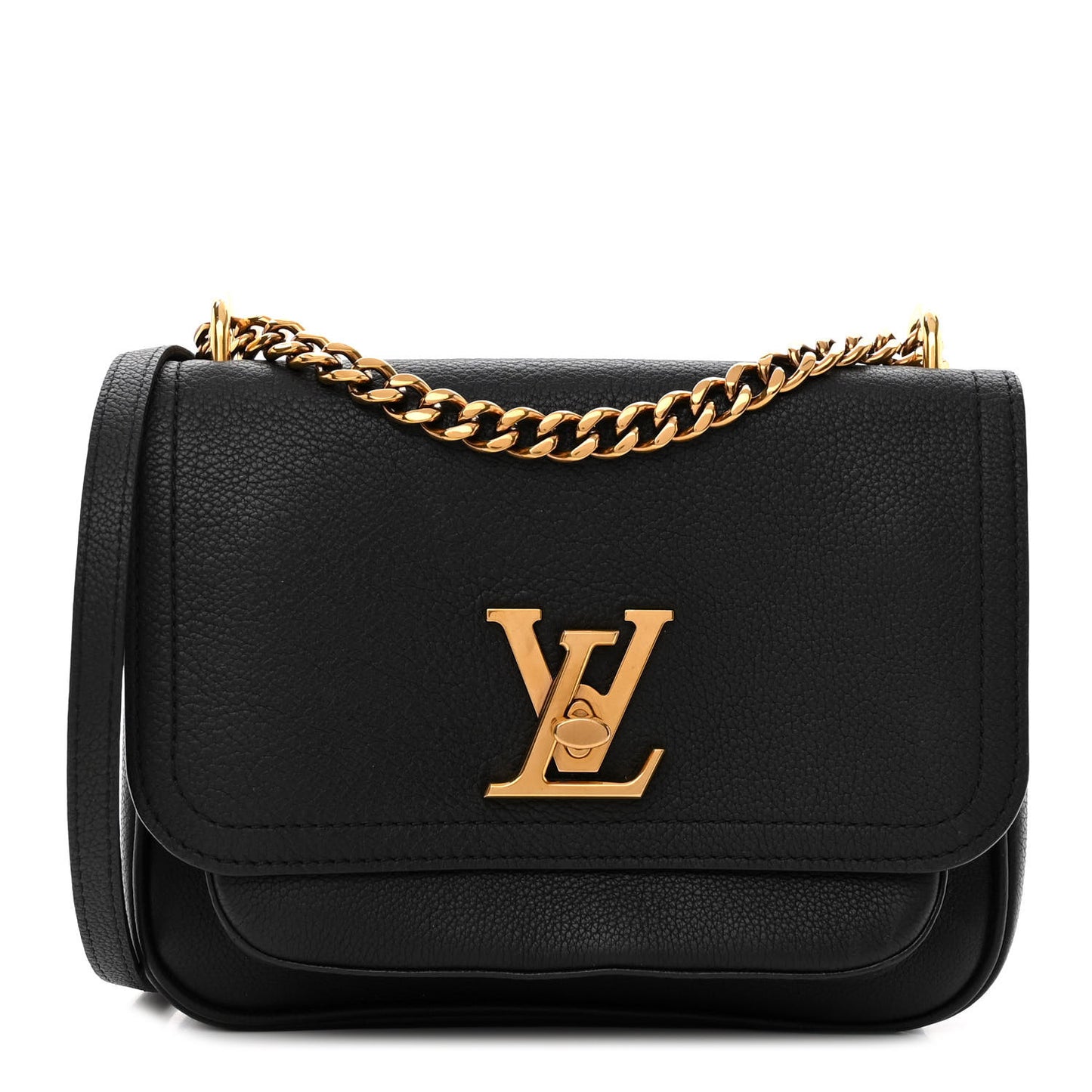 Grained Calfskin Lockme Chain Bag PM Black