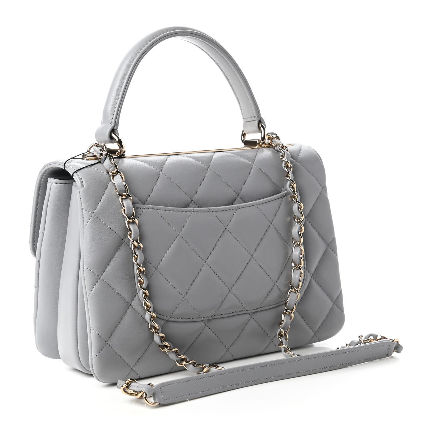 Lambskin Quilted Small Trendy CC Flap Dual Handle Bag Grey