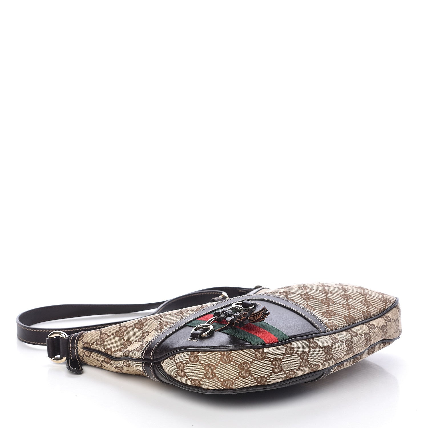Gucci Monogram Horsebit Tassel Messenger Bag Dark Brown 4 of 10