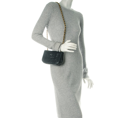Chanel Lizard Mini Flap Shoulder Bag Navy 2 of 8
