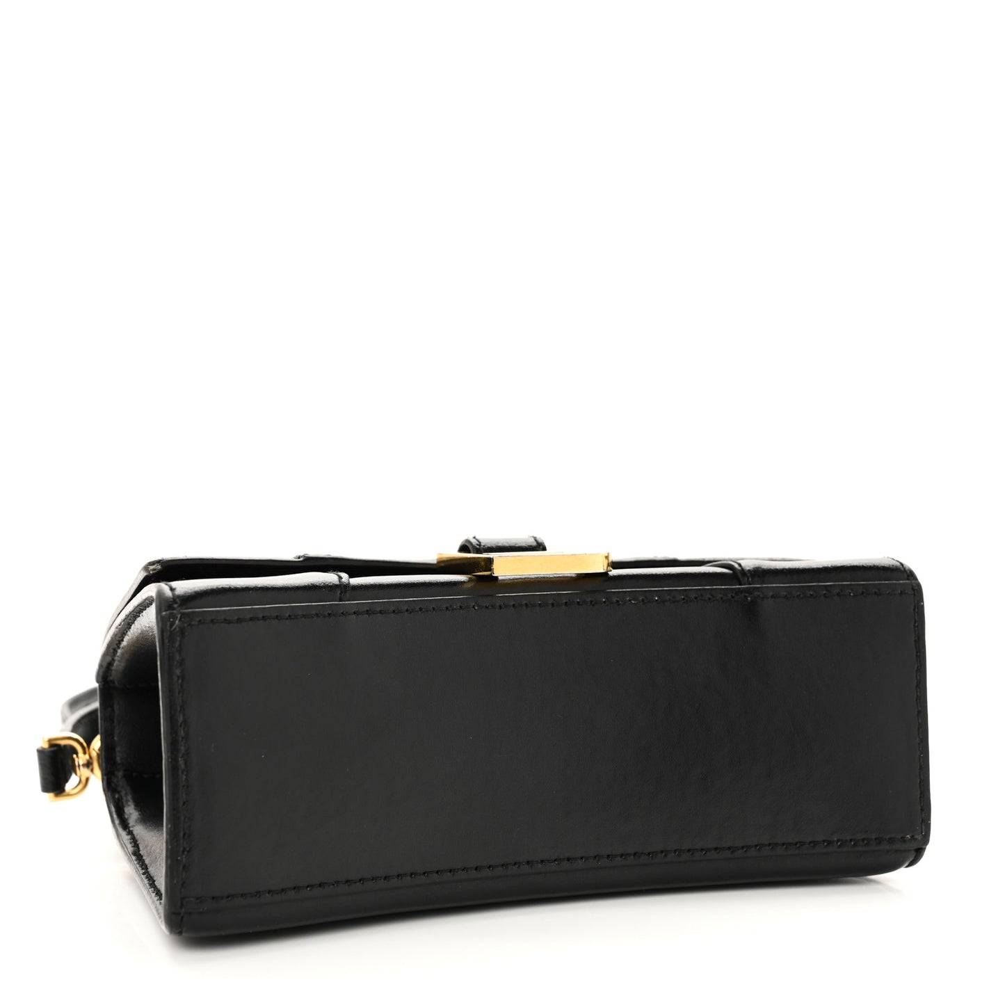 Shiny Box Calfskin Hourglass Top Handle Bag XS Black