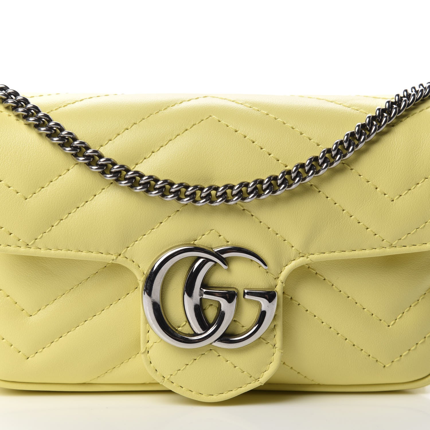 Gucci Calfskin Matelasse Super Mini GG Marmont Shoulder Bag Banana 11 of 12