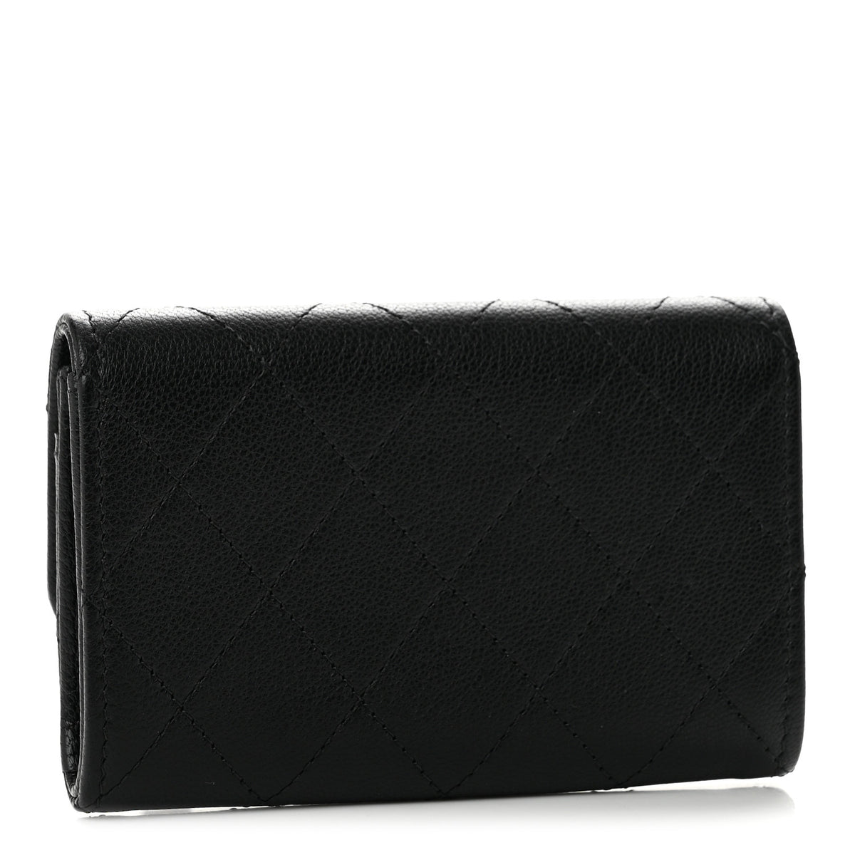 Chanel Goatskin Quilted Flap Card Holder Wallet Black 3 of 9