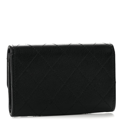 Chanel Goatskin Quilted Flap Card Holder Wallet Black 3 of 9