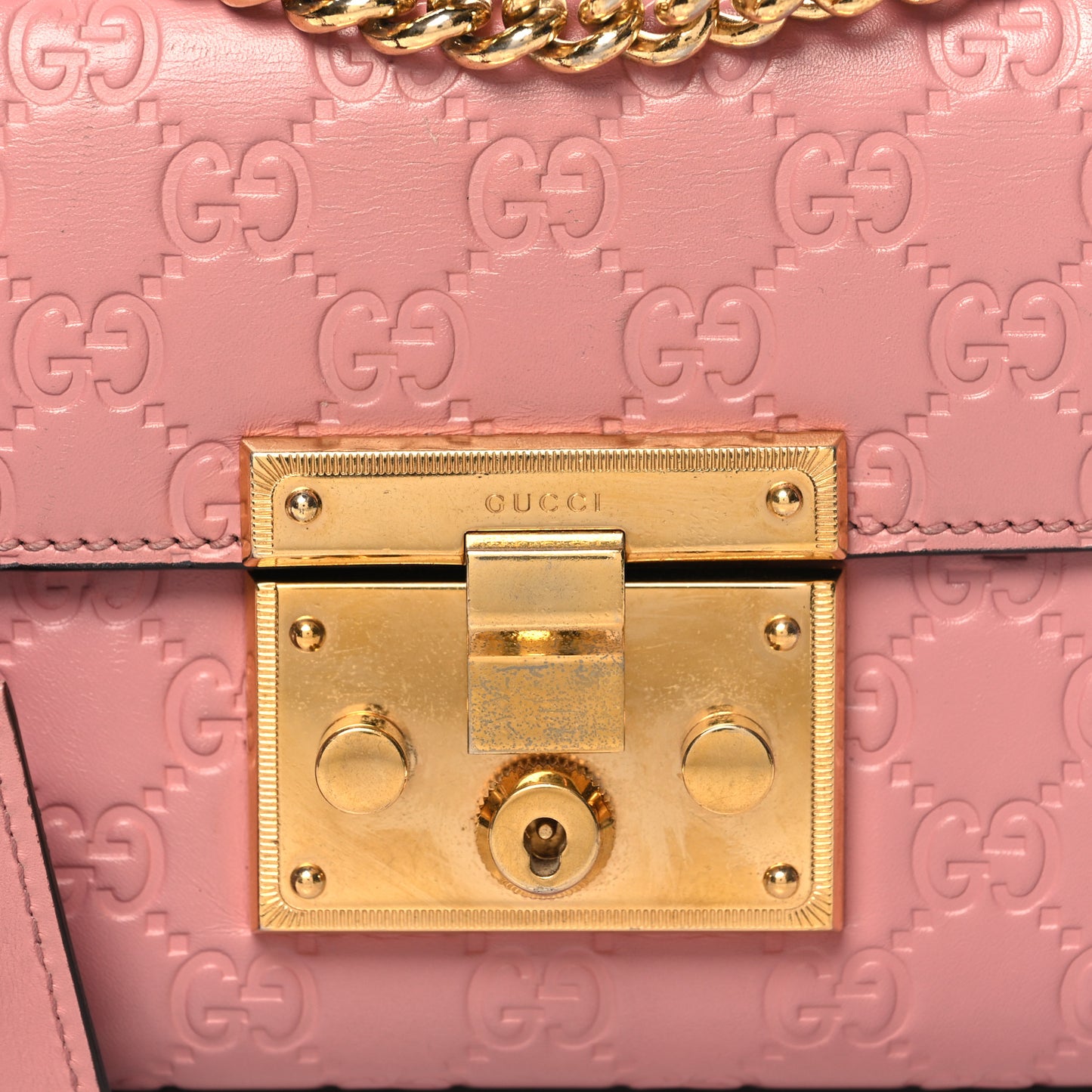 Guccissima Small Padlock Shoulder Bag Rose Baby Candy