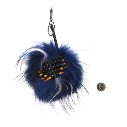 Fendi Rabbit Fox Goat Fur Monster Bag Bug Charm Black Fluo Blue White 2 of 5
