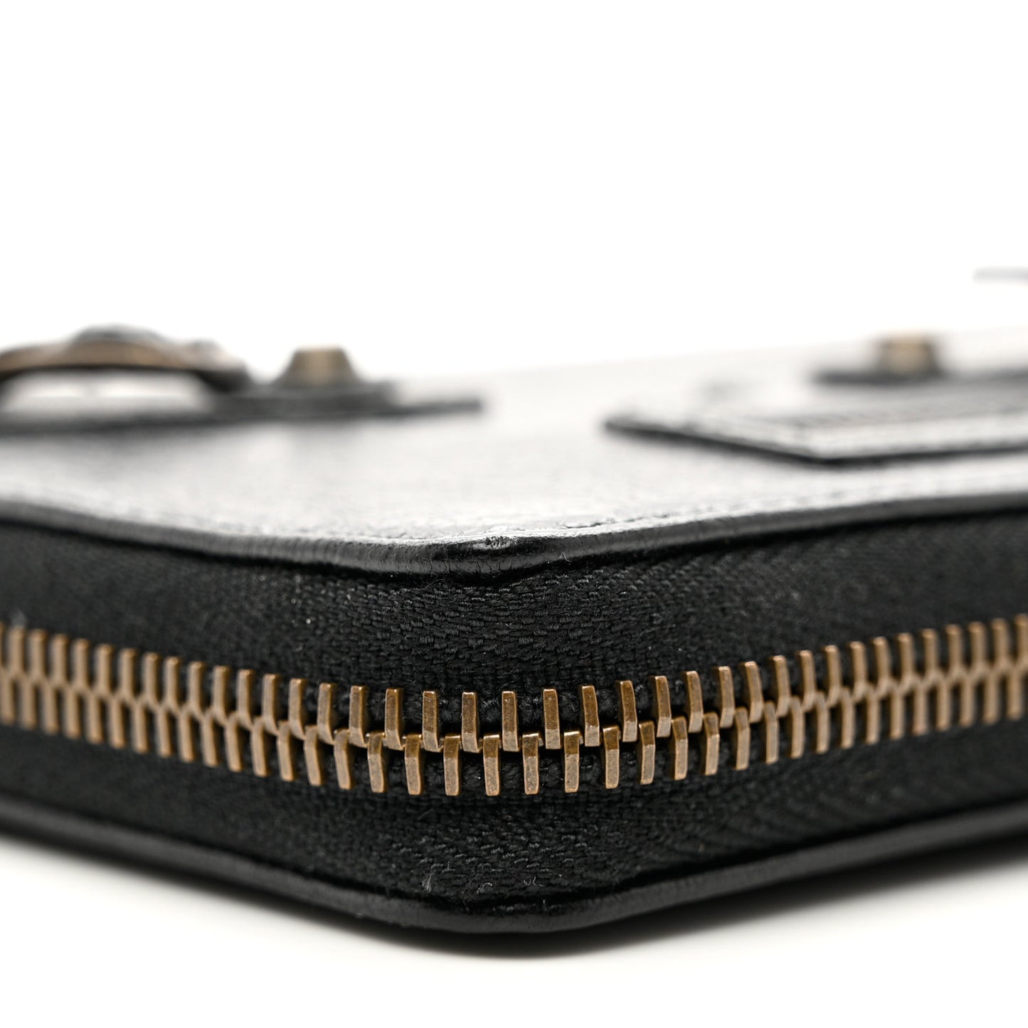 Agneau Classic Hardware Continental Zip Around Wallet Black