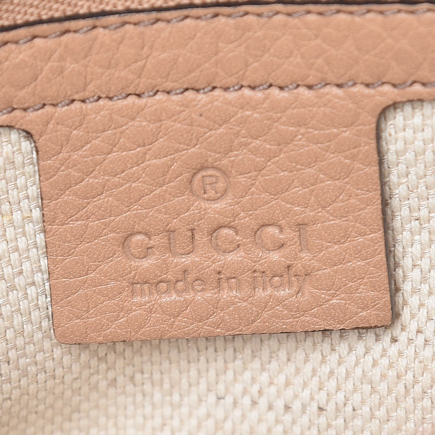 Gucci Pebbled Calfskin Medium Soho Flap Crossbody Camelia 7 of 8