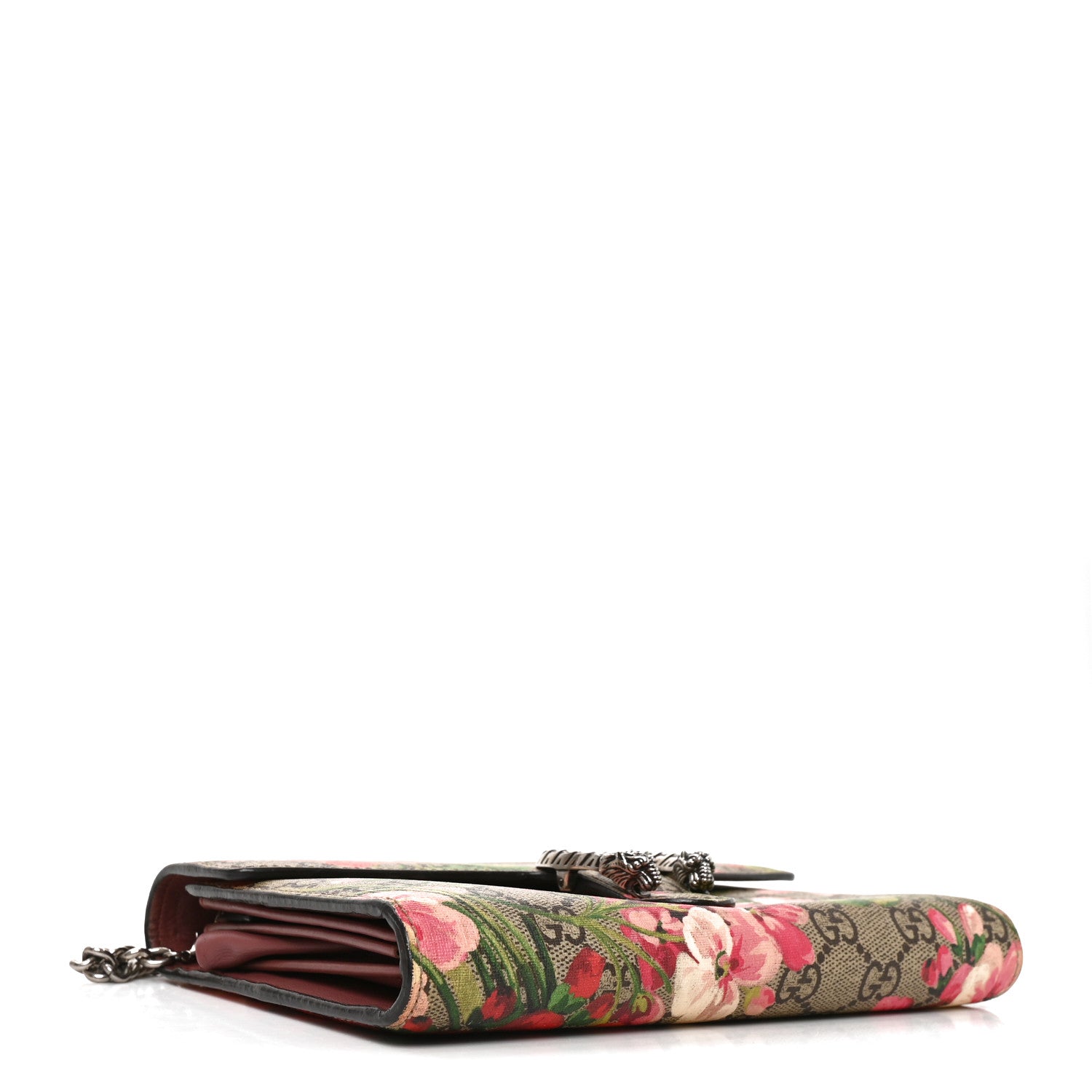 Gucci GG Supreme Monogram Blooms Mini Dionysus Chain Wallet Beige Multicolor Dry Rose 3 of 9