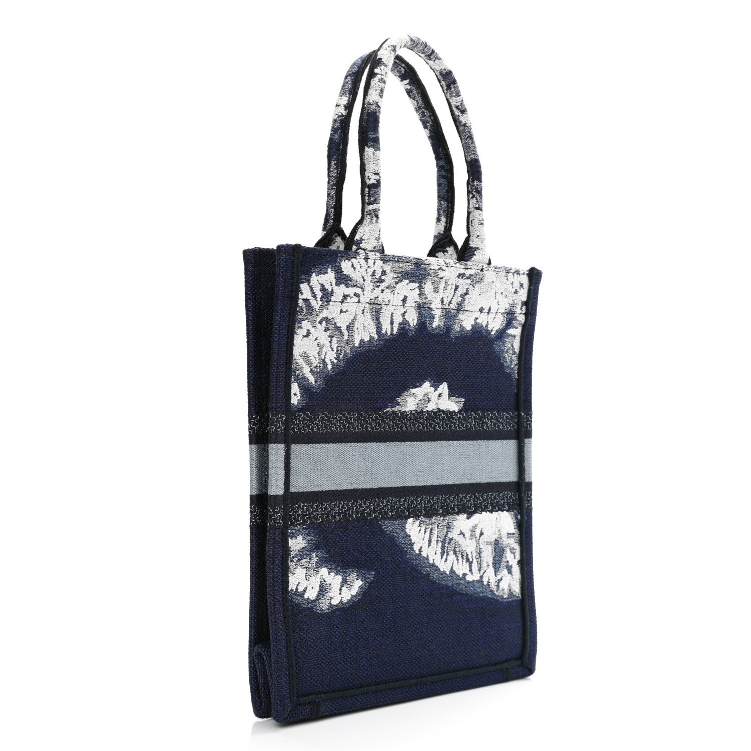 Christian Dior Canvas Canvas Embroidered Tie Dye Vertical Book Tote Blue Multicolor 3 of 12