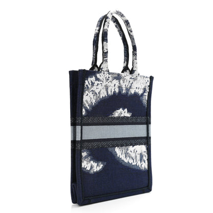 Christian Dior Canvas Canvas Embroidered Tie Dye Vertical Book Tote Blue Multicolor 3 of 12