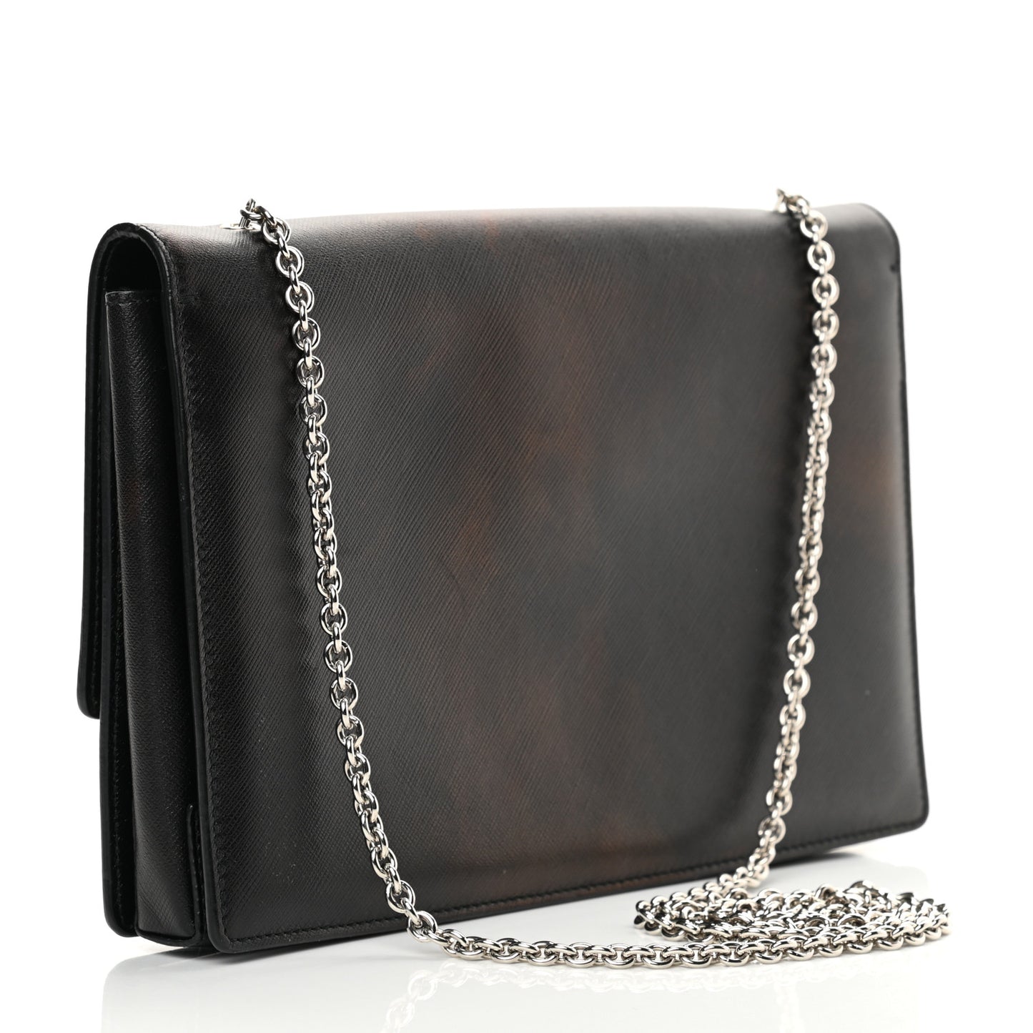 Printed Calfskin Vara Bow Chain Flap Crossbody Black