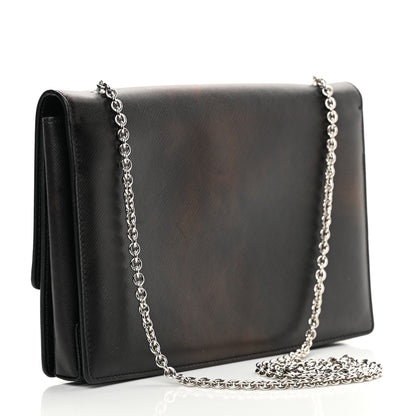 Salvatore Ferragamo Printed Calfskin Vara Bow Chain Flap Crossbody Black 3 of 15