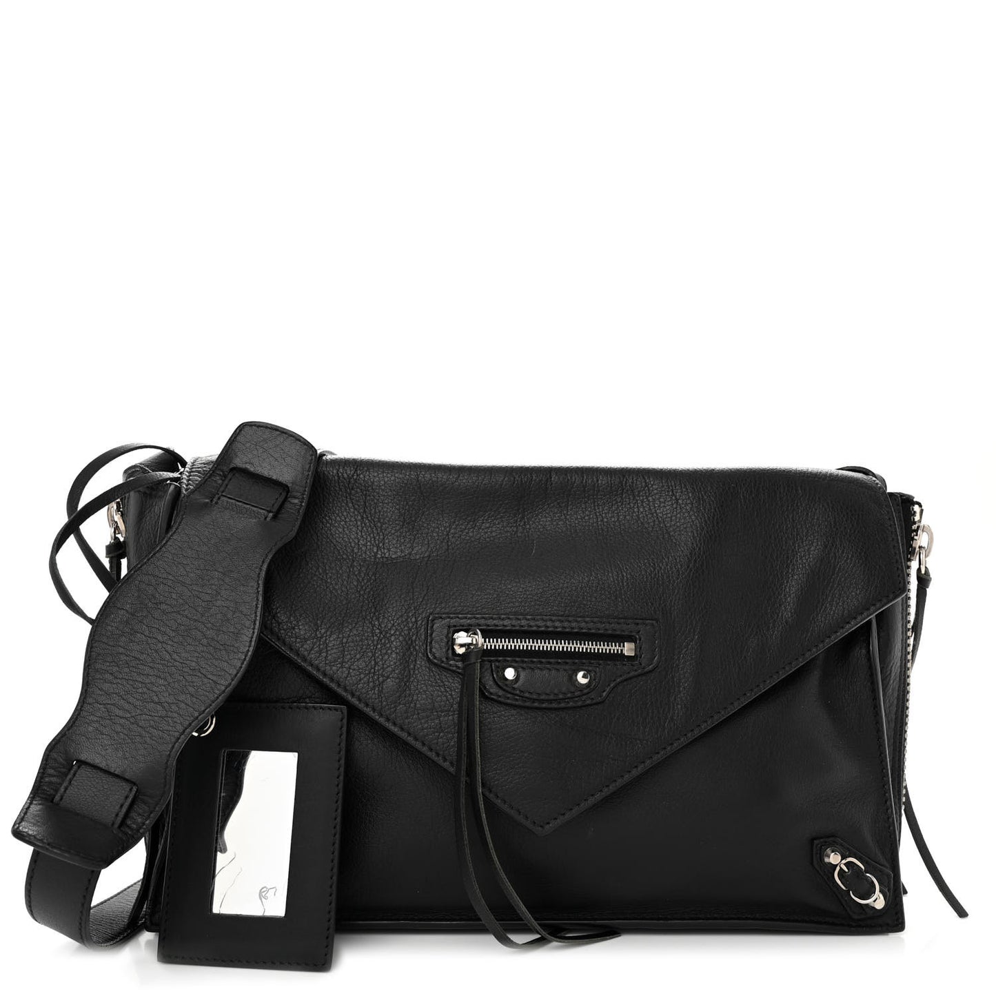Calfskin Papier Sight Shoulder Bag Black