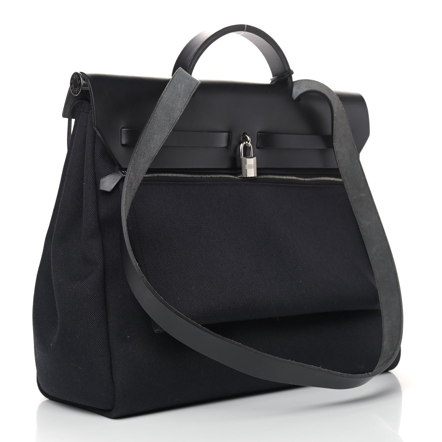 Hermes Toile Militaire Vache Hunter Laque Herbag Zip Retourne 39 MM Black 3 of 11
