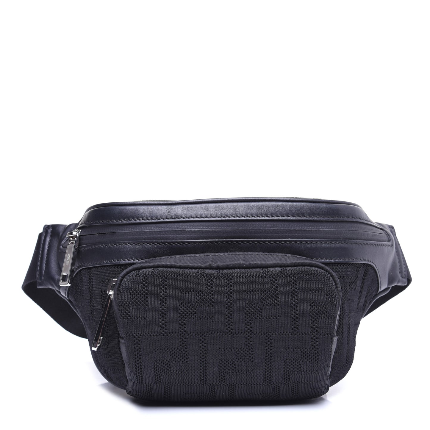 Neoprene Mesh Vitello Grace FF Pocket Belt Bag Black