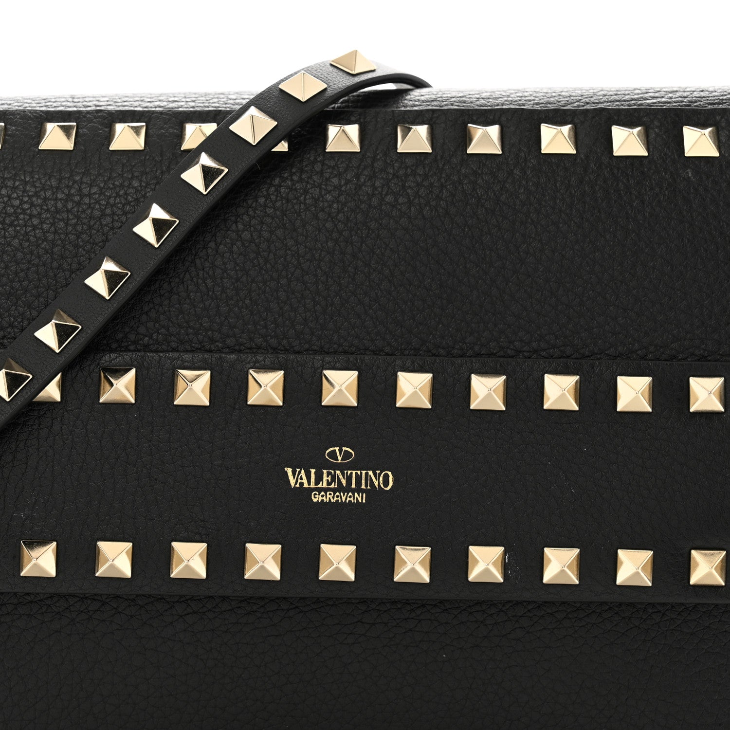 Valentino Garavani Pebbled Calfskin Rockstud Side Slip Crossbody Black 7 of 12