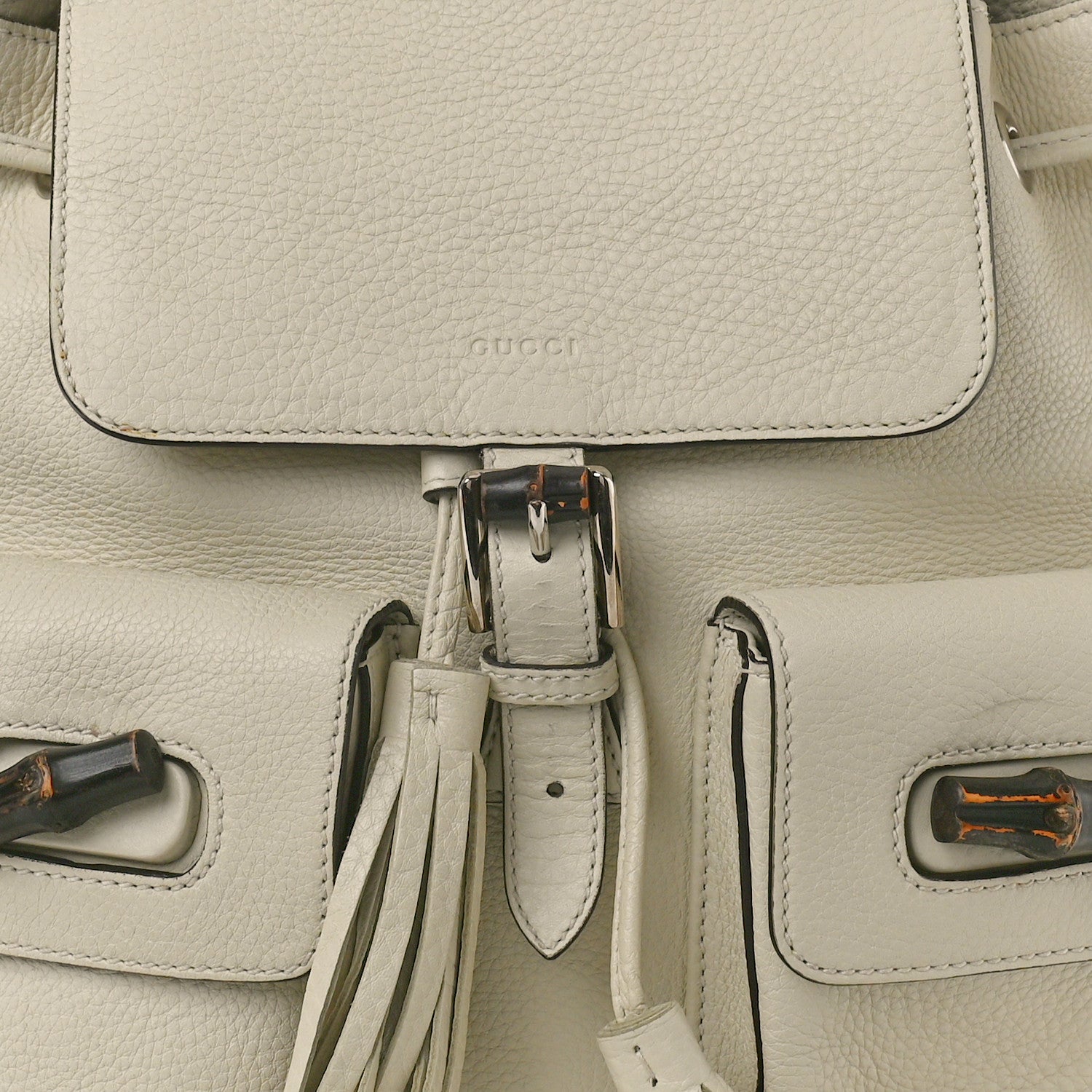 Gucci Cellarius Calfskin Medium Bamboo Backpack Mystic White 7 of 11