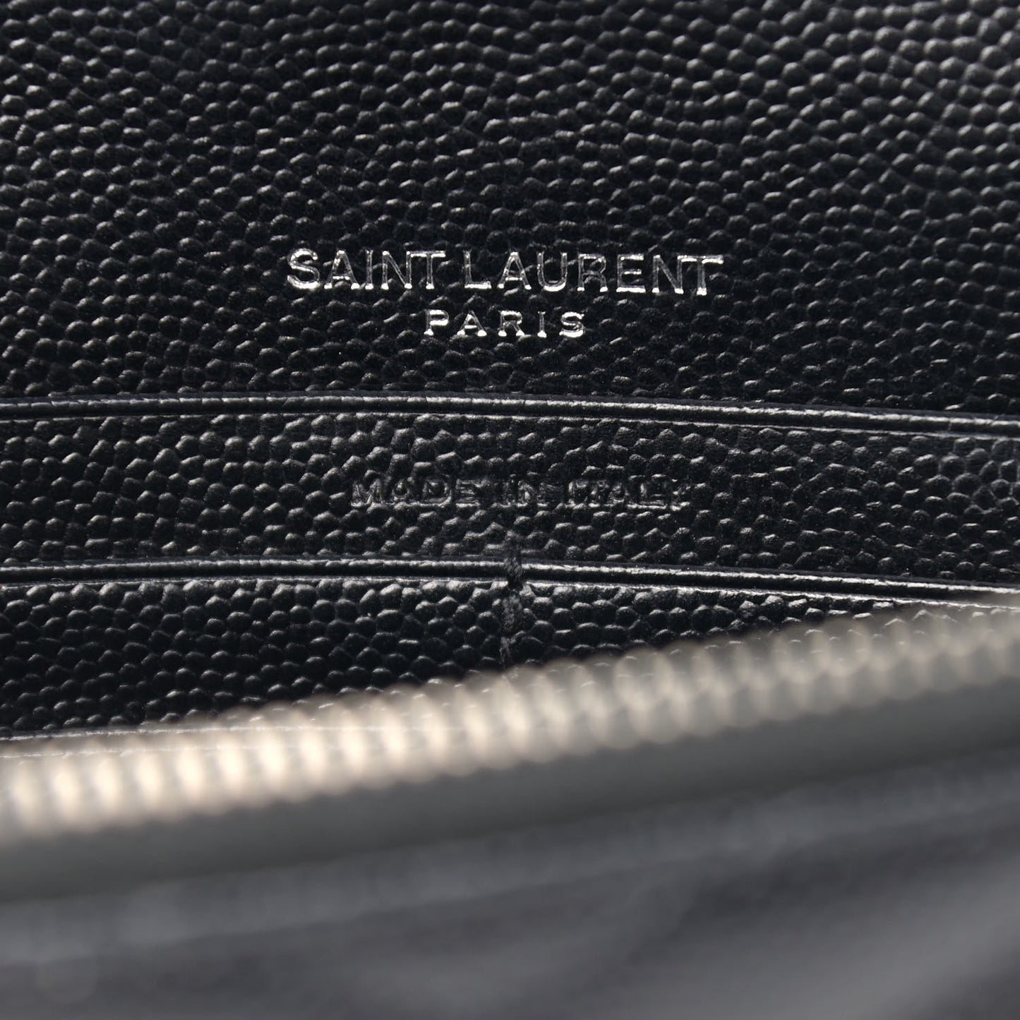 Grain De Poudre Matelasse Chevron Monogram Envelope Chain Wallet Black