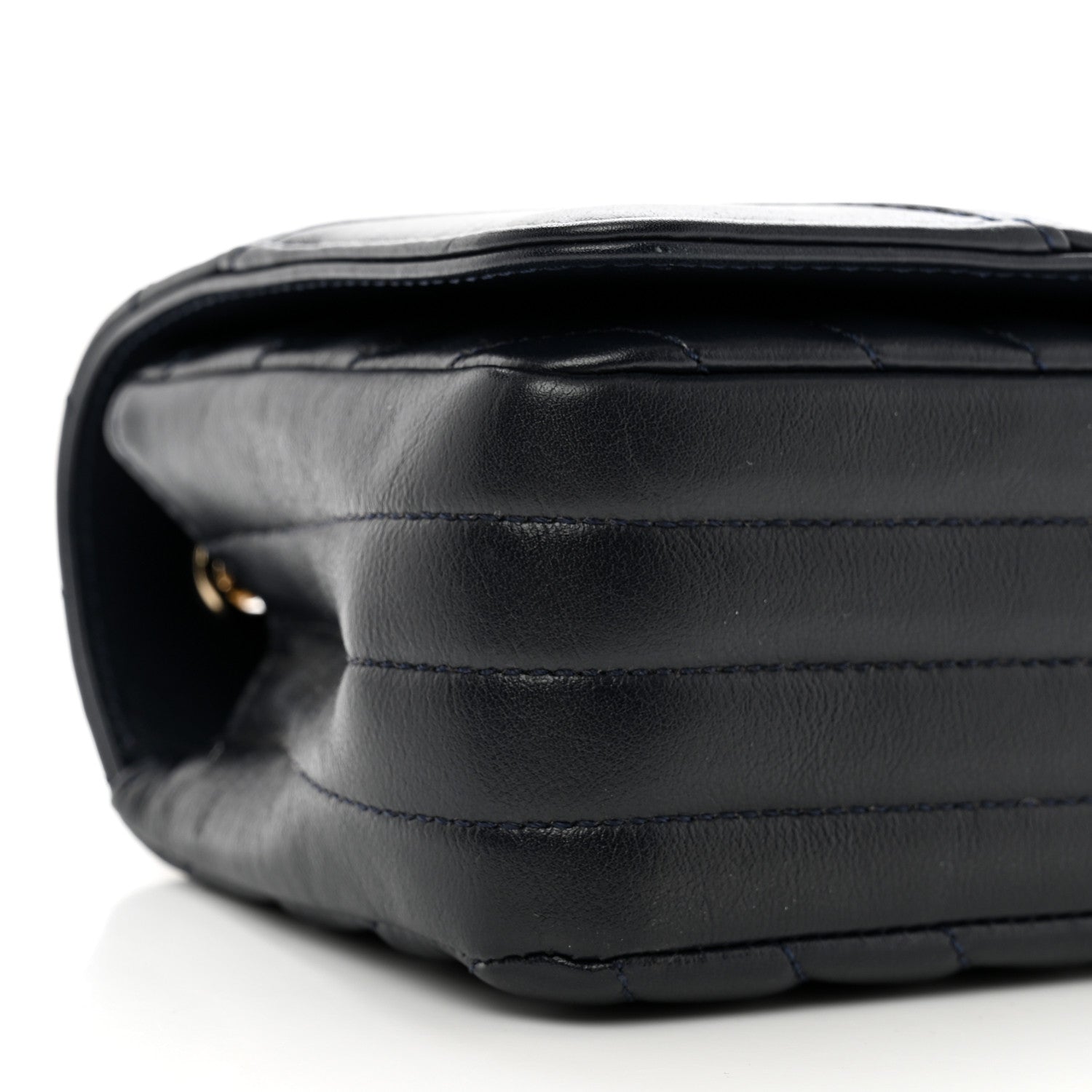Chanel Calfskin Chevron Quilted Mini Statement Flap Navy Blue 10 of 11