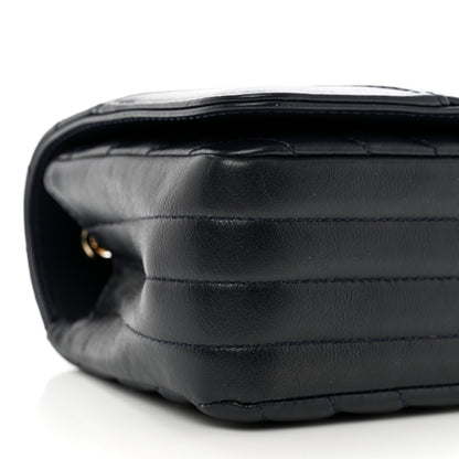 Chanel Calfskin Chevron Quilted Mini Statement Flap Navy Blue 10 of 11