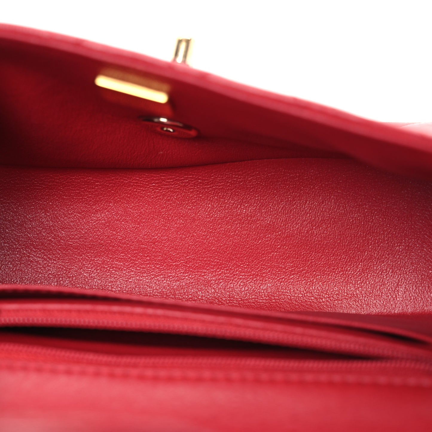 Lambskin Quilted Mini Top Handle Rectangular Flap Red