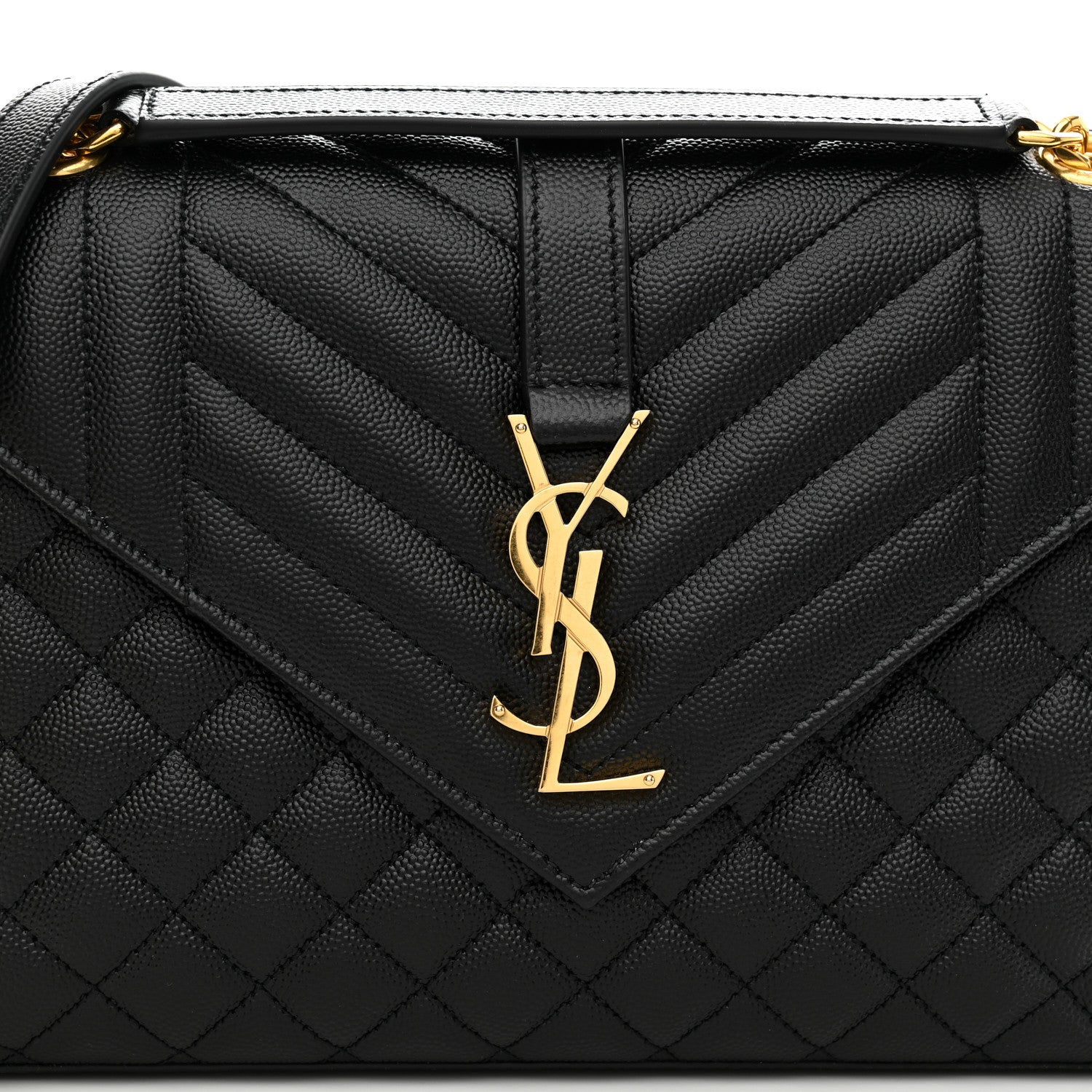 Saint Laurent Grain De Poudre Textured Mixed Matelasse Triquilt Medium Monogram Satchel Black 8 of 10