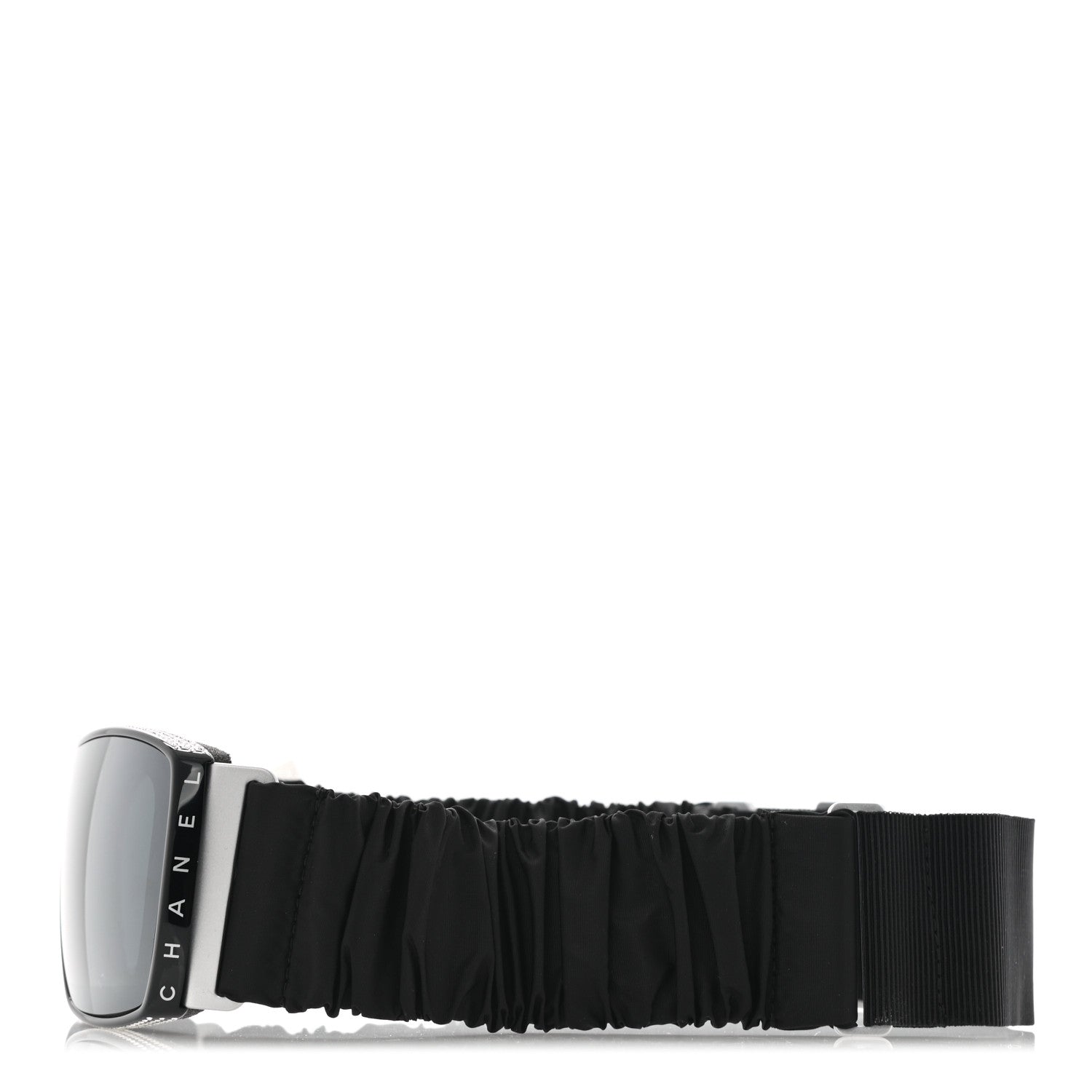Chanel Crystal Acetate Technical Satin Shield Sunglasses Black 3 of 7