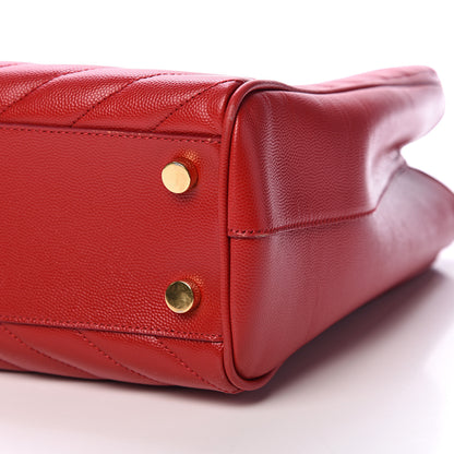 Saint Laurent Grain De Poudre Matelasse Chevron Large Monogram Shopping Bag Red 9 of 13