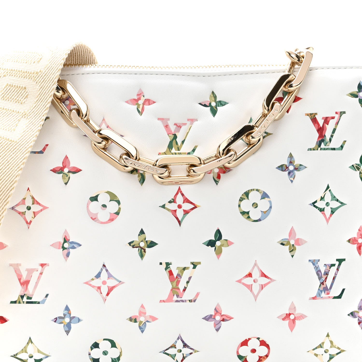 Louis Vuitton Lambskin Embossed Monogram LV Garden Coussin PM Cream 16 of 21