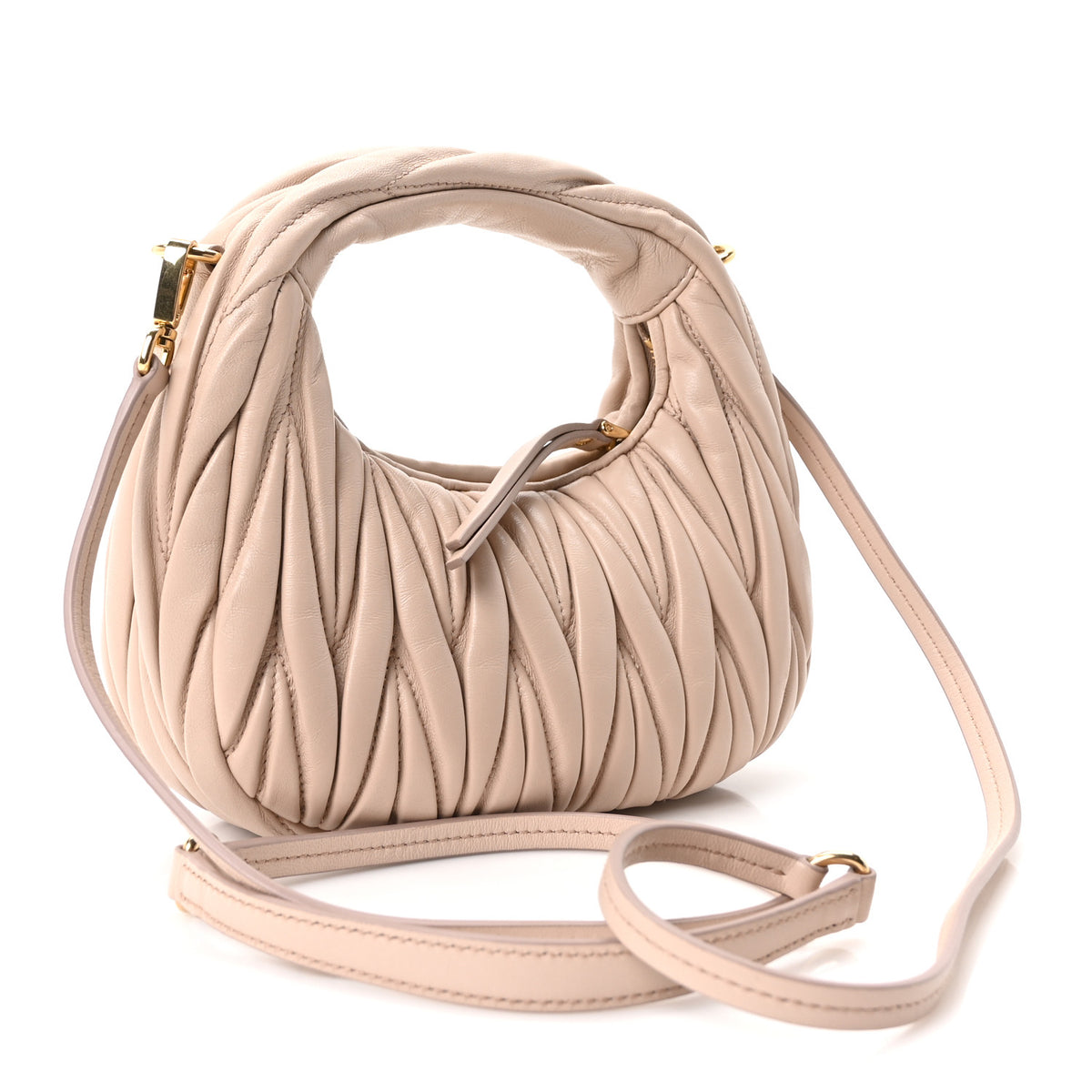 Nappa Matelasse Mini Wander Hobo Cipria