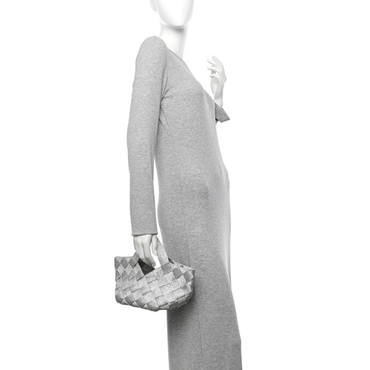 Webbing Maxi Intrecciato Mini Cassette Tote Silver