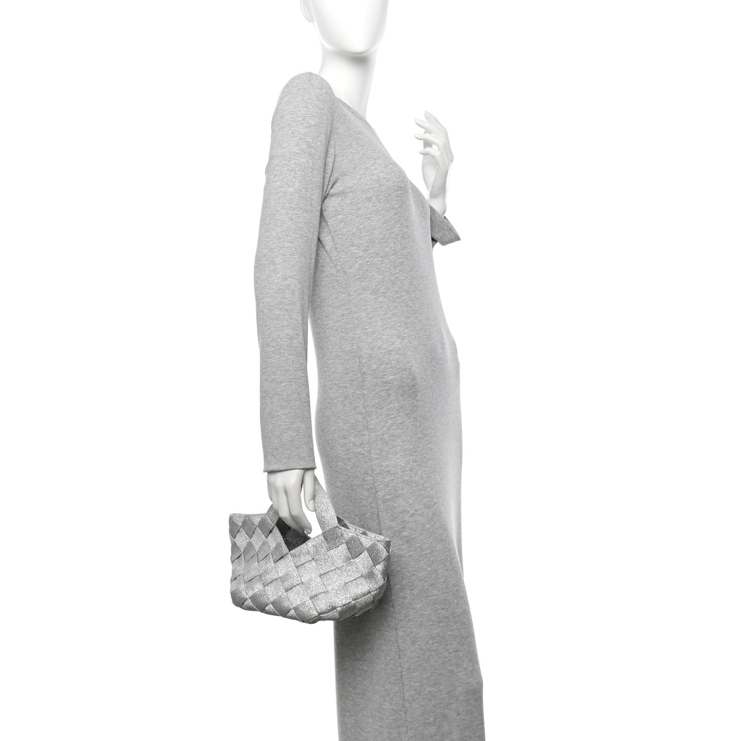 Webbing Maxi Intrecciato Mini Cassette Tote Silver
