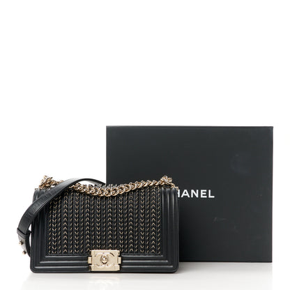 Chanel Calfskin Braided Medium Boy Flap Black 11 of 11