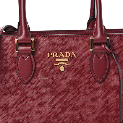 Prada Saffiano Soft Calfskin Small Zippered Tote Cerise 9 of 9