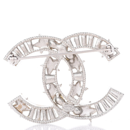Chanel Crystal Pearl CC Star Coco Flapper Brooch Silver 3 of 5