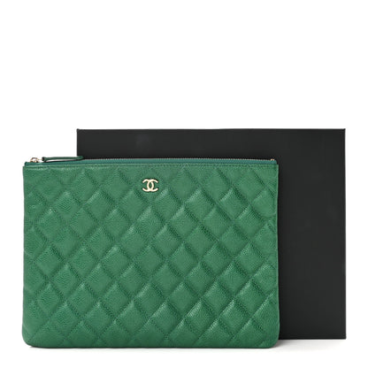 Chanel Metallic Caviar Quilted Medium Cosmetic Case Green 8 of 8