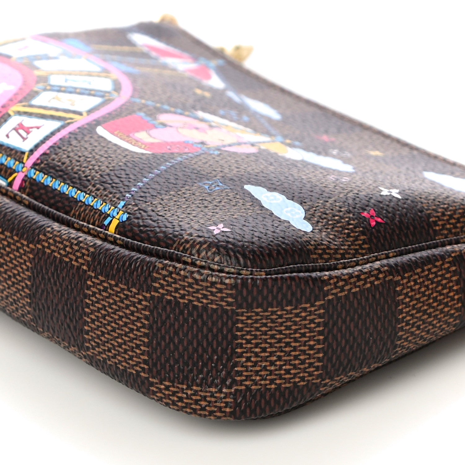 Louis Vuitton Damier Ebene 2020 Christmas Animation Big Wheel Mini Pochette Accessories Rose Ballerine 6 of 11