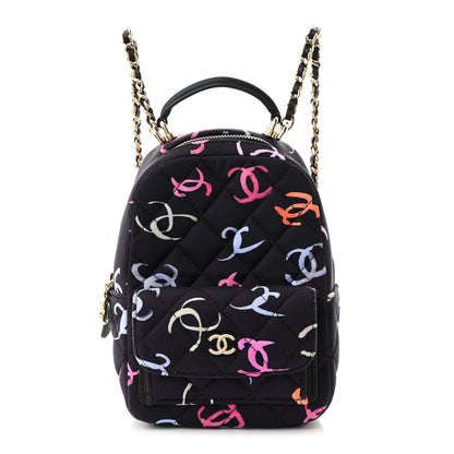 Chanel Printed Fabric Quilted CC Mini Classic Backpack Black Multicolor 1 of 11