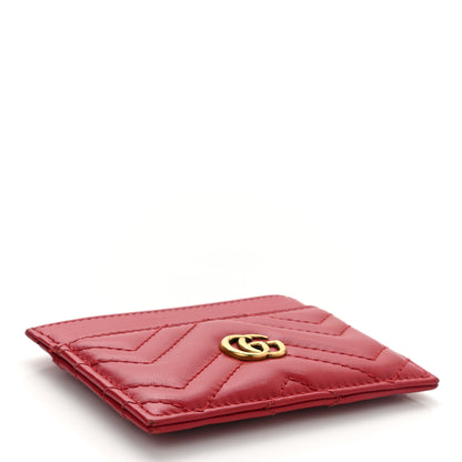 Gucci Calfskin Matelasse GG Marmont Card Holder Hibiscus Red 3 of 7
