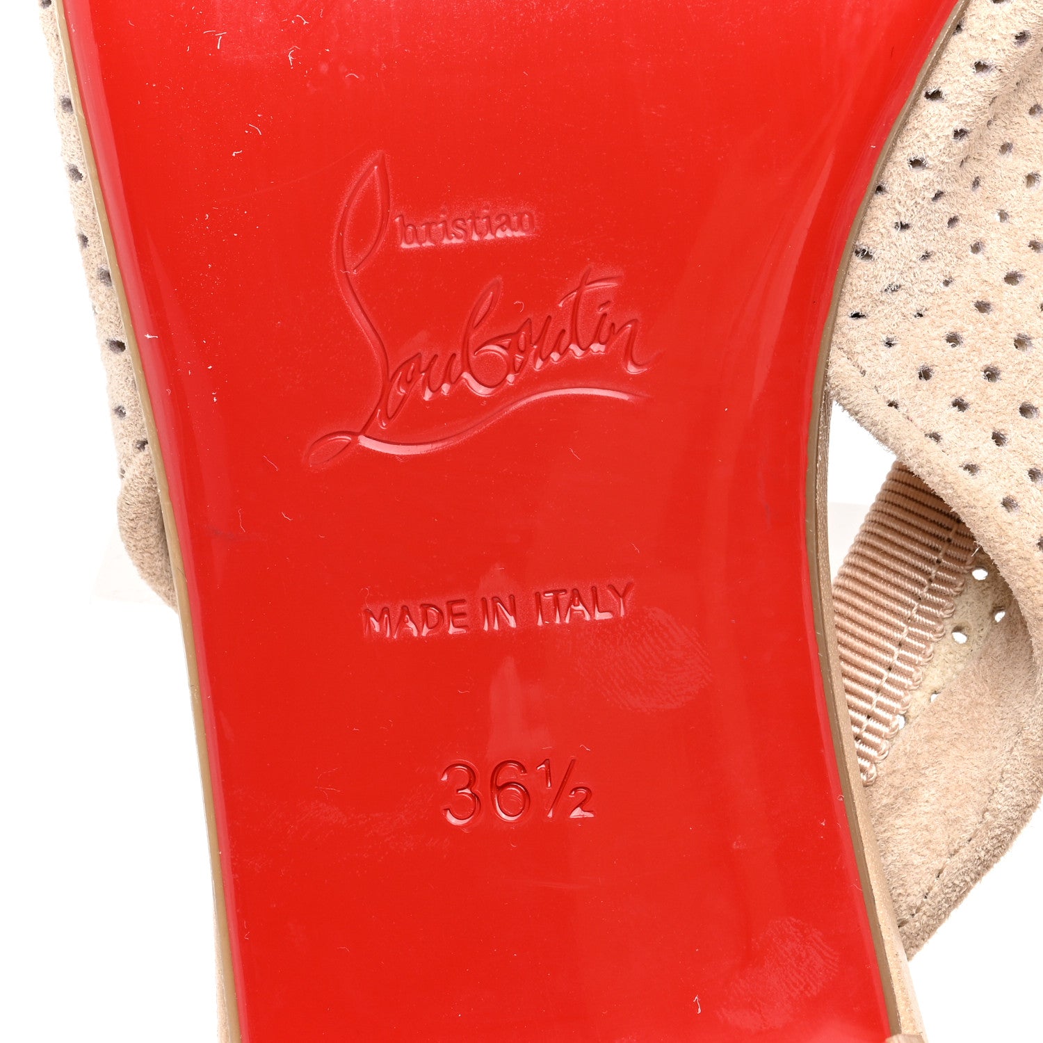 Christian Louboutin Velours Spiked Hall Slingback Flats 36.5 Nude 6 of 9