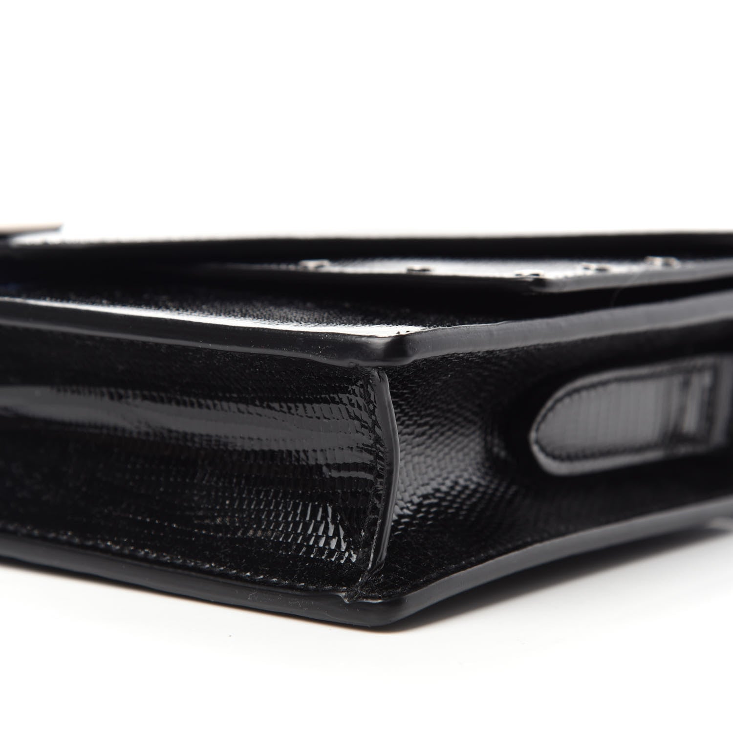 Saint Laurent Patent Calfskin Lizard Embossed Medium Margaux Shoulder Bag Black 10 of 10
